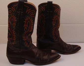 Cowboy Boots Nocona Boots Brown Cowboy Boots Vintage 1980s Men's Cowboy Boots size 10 1/2