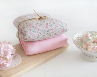 Cotton Double Gauze - Flowers or Solid Pink - 44" Wide - By the Yard 73123