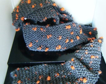 Extra Long Scarf Grey With Orange Spots