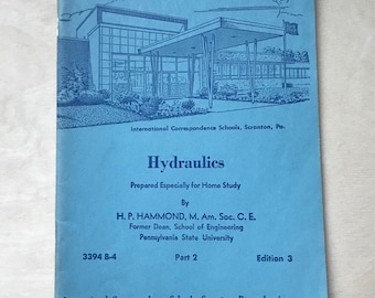 1968 Hydraulics Pamphlet, Vintage Book, Vintage Paper, Old Book, Vintage School Book, International Correspondence School, Junk Journal