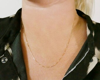 14k gold chain, gold necklace, yellow gold necklace,box necklace