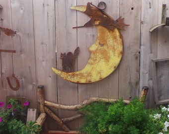 Vintage Halloween Style Scary Cat with Witch Moon Hanging