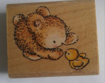 Bunny Talk by Penny Black Easter Spring Bunny Rabbit and Baby Chick 613D wood mounted rubber stamp