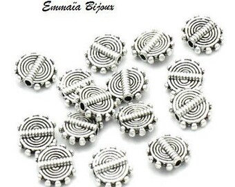 10 metal spiral beads silver 10 x 8 mm