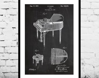 Wurlitzer Butterfly Piano Model 235 Patent, Wurlitzer Piano Poster, Piano Print, Piano Art, Piano Decor, Piano Blueprint p339
