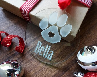 Pet Ornament Personalized - Paw Print Ornament - Dog Christmas Ornament - Pet Loss Ornament - Pet Lover Gift - Christmas Ornament Dog