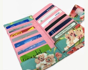 Credit Card Holder, Women's Card Wallet, Bifold Card Holder, 12 - 38 Credit Card Holder, Loyalty Card Organizer, floral Card Wallet,