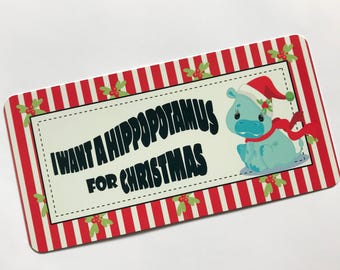 Christmas Sign - Hippopotamus Sign - Wreath Sign - Wreath Attachment