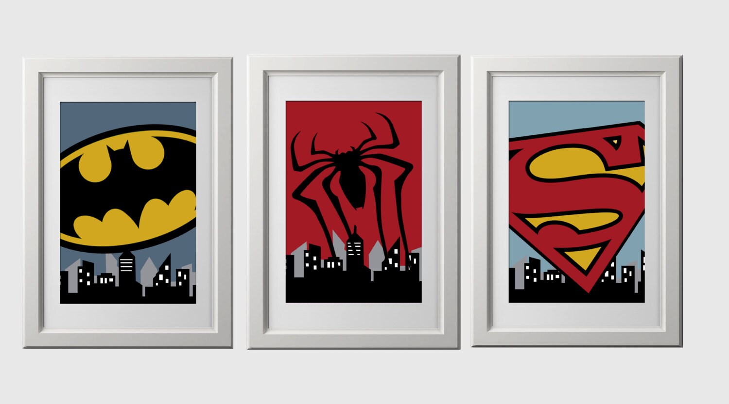 Superhero wall art PRINTS PRINTED super hero wall decor set