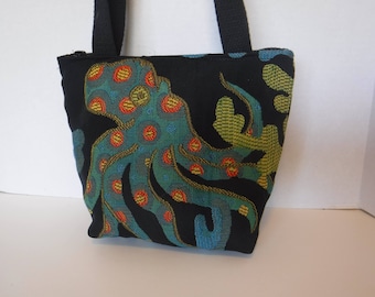SALE ! Octopus Upholstery Fabric Handbag