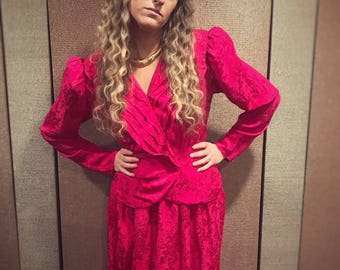 1980s Vintage Hot Pink Suit