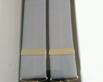 British Made Adult Men's silver braces suspenders