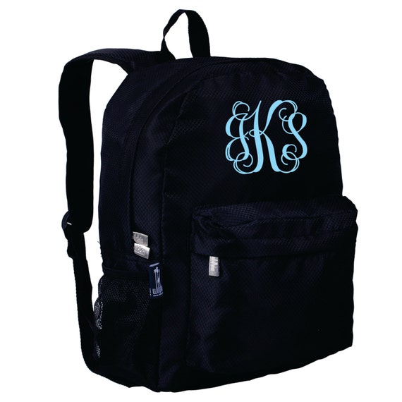 Items similar to Monogram Backpack and Lunch Bag Set - Wildkin Rip Stop Black | Back to School ...