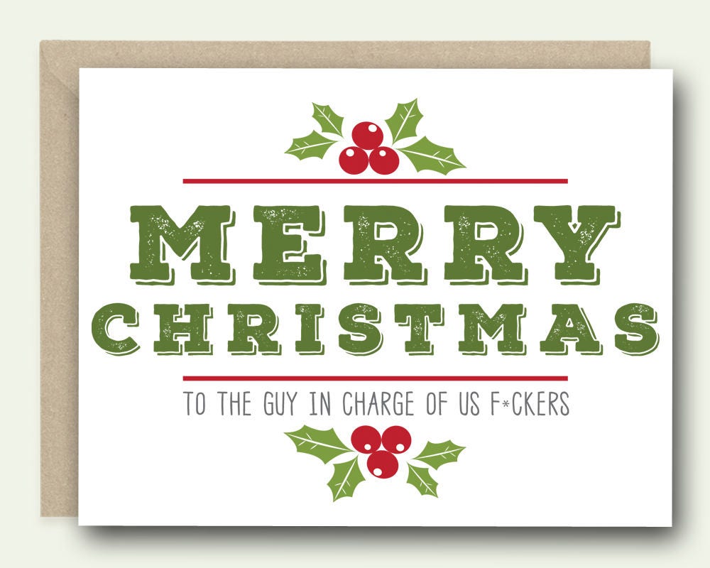 Funny Christmas Card for Boss Merry Christmas To The Fcker