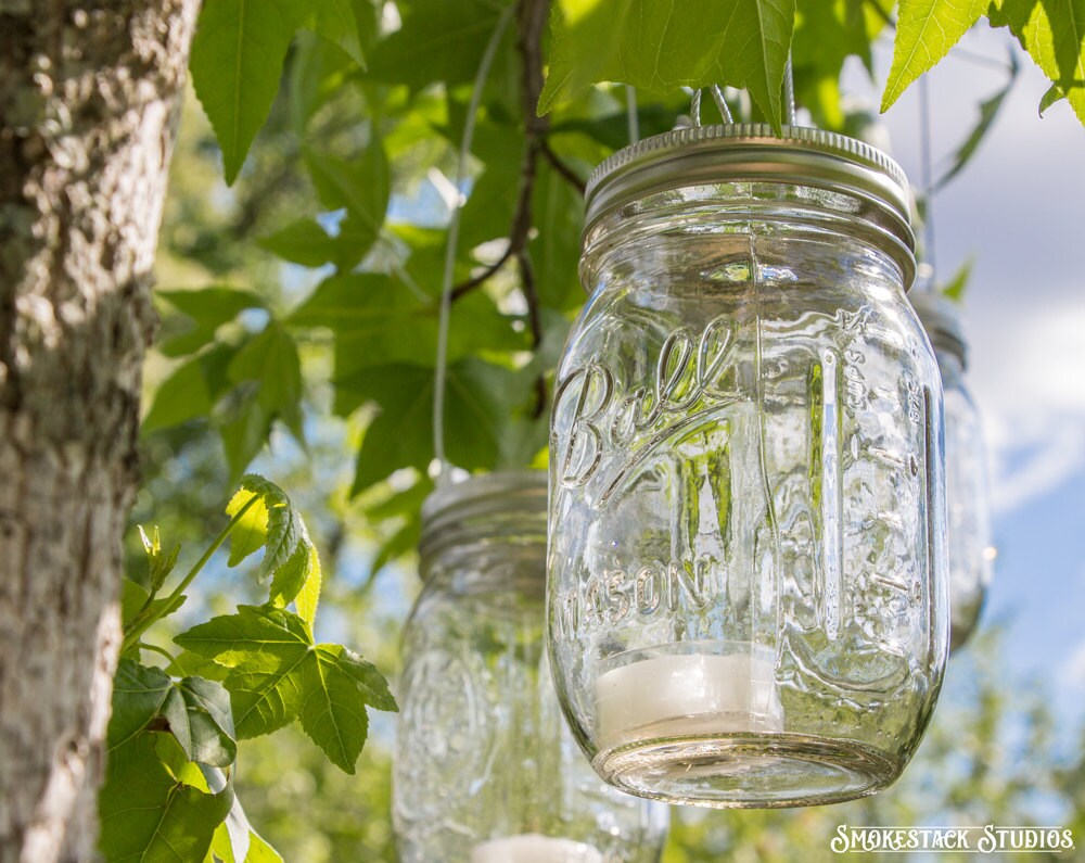 Set of 12 Hanging Mason Jar Candle Holders Hanging Wedding