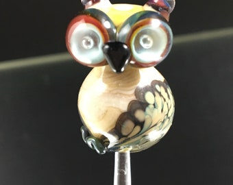 Lampwork owl bead - SRA Lorraine Dowdle