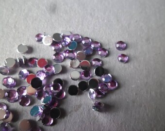 x 100 faceted purple paste rhinestones 3 mm acrylic