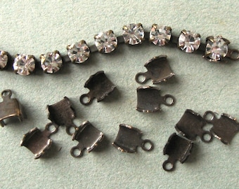 32-34PP (4.1-4.3mm) Crimp Ends for Rhinestone Chain Oxidized Brass Findings New (12)