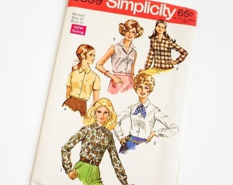 Shop SALE Vintage 1960s Womens Size 40 Blouses Simplicity Sewing Pattern 8399 FACTORY Folds / b44 w36