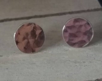 Silver Hammered Disc Earrings