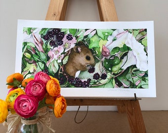 Mouse in the Blackberries - Limited Edition Giclee Print