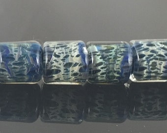 StoneyMarie Set of 4 Handmade Boro Borosilicate Lampwork Glass Beads Barrels