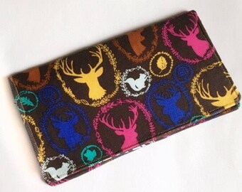 Buck wallet Deer checkbook cover Forest Animals Checkbook Cover Brown checkbook cover