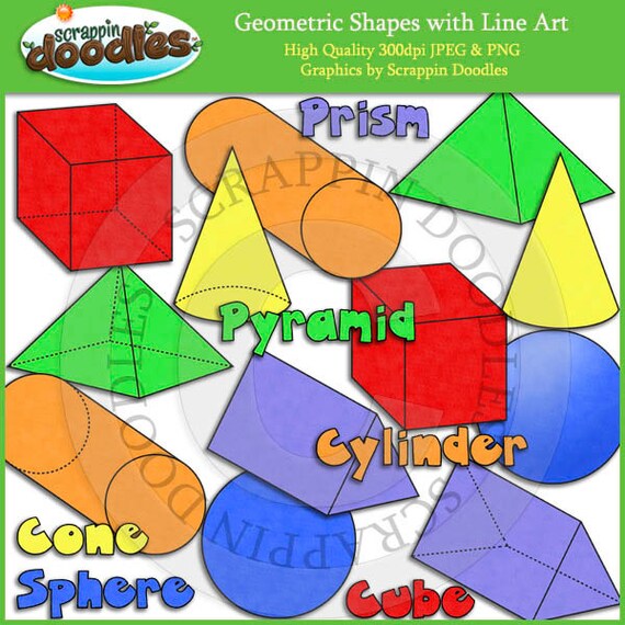 Geometric Shapes Clip Art with Line Art