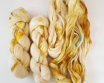 Merino Wool Single Ply Worsted Weight Tonal Hand Dyed GOLDEN LIGHTS