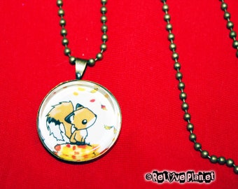 Fox in Fall 1" Pendant Necklace - or 2 for 20 - Happy - ReLove Plan.et