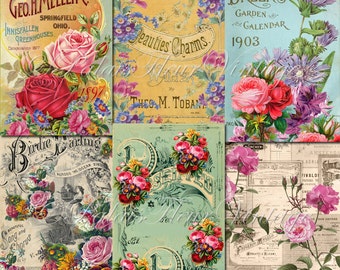 A4 Antique Rose Wallpaper Paper 6 PACK Instant Download Vintage Floral Victorian Shabby Chic Craft Wrapping Scrap Digital PalaisFleurVintage