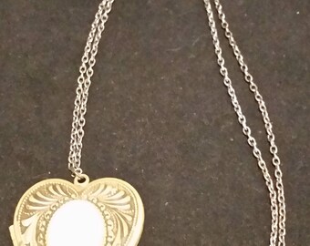 Mother of Pearl Heart Locket Necklace