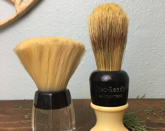 Ever-Ready Shaving Cream Brushes/ Vintage Shaving Brushes/ Nylon Lucite Plastic Men's Grooming Tools 150 750