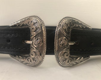 ALLY double buckle belt silver buckles