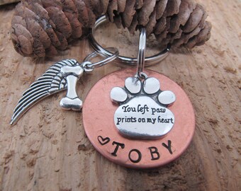 Dog memorial, Cat memorial, Pet memorial key chain, loss of pet, Sympathy gift, Memorial for loss of pet, you left paw prints on my heart