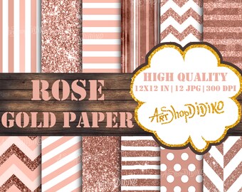 Rose Gold Paper, Rose Gold Paper Pack, Rose Gold Foil Paper, Rose Gold Glitter Digital Paper, Rose Gold Digital Paper, Rose Gold Background