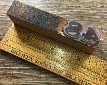 Vintage Letterpress Printer Block 48 Number Type Sports # Type
