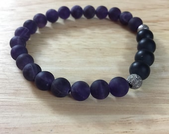 Frosted Amethyst and Onyx bracelet