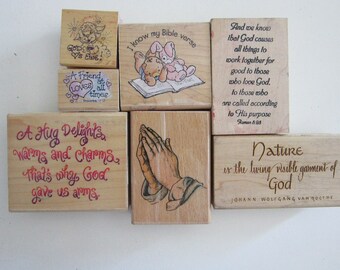 rubber stamp - YOUR CHOICE - religious stamps, prayer, bible verse stamp - used rubber stamps