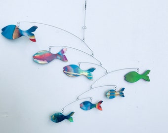 Fish Mobile Art So Ugly Its Cute READY TO SHIP Kinetic Art Mobile Sculpture by Carolyn Weir - Perfect for your Craft Room