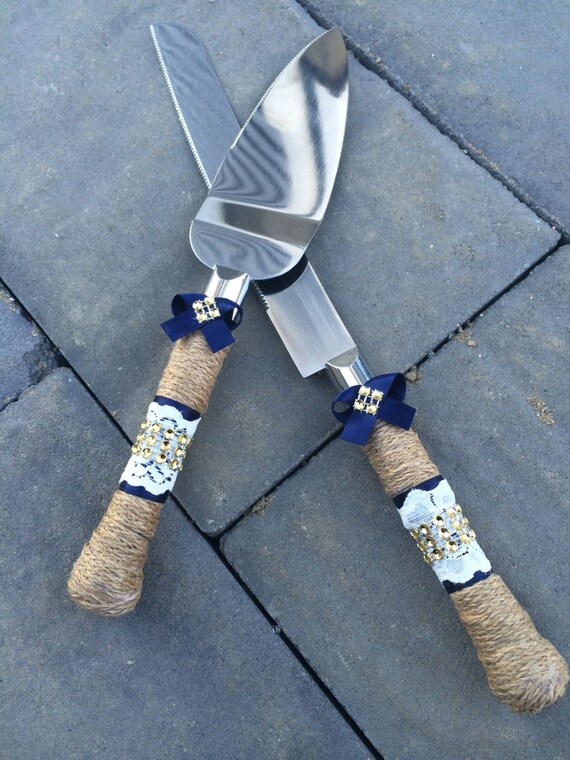 Wedding cake knife set / burlap knife set / cake cutting set