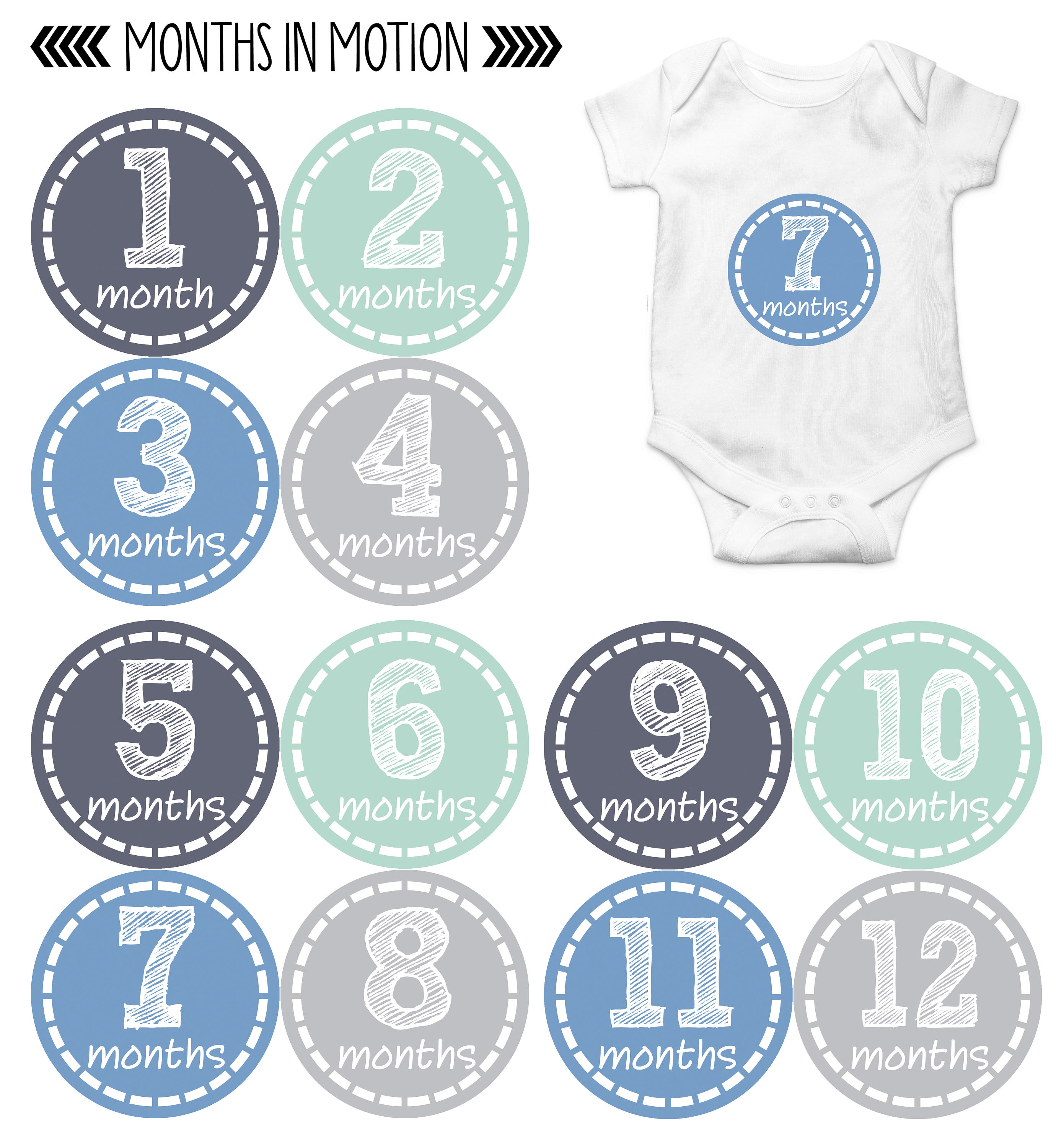 Monthly Baby Milestone Stickers Baby Boy Baby Shower Gift