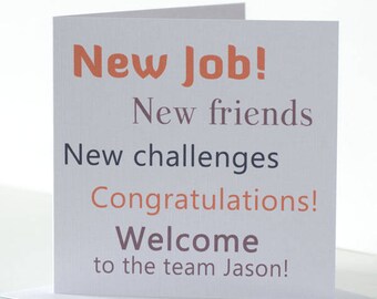 Personalised New Job Card for a new Colleague. Congratulations New Job Card for Welcome a new team member .