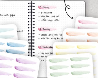 Aquarel stickers, datum Cover, Rainbow Stickers - Journalspiration kogel Journal Planner Stickers - 7 verschillende kleuren