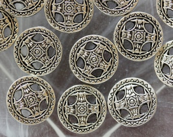 set of 3 silver metal disc beads
