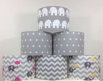 Grey Nursery Lampshade Baby Shower Gift Lightshade Grey Nursery Decor Grey Chevron Grey Elephant Grey Stars Grey Chevron Elephant Lampshade