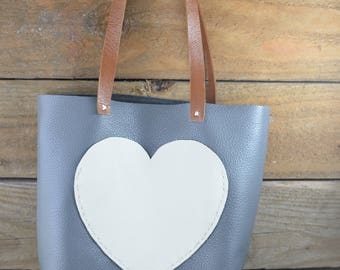 Mini Magnolia Tote Bag in grey