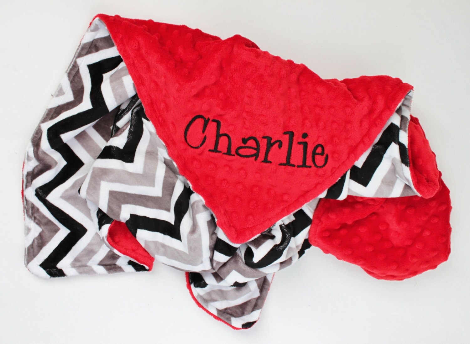 CHEVRON MINKY PERSONALIZED Baby Stroller Blanket Double