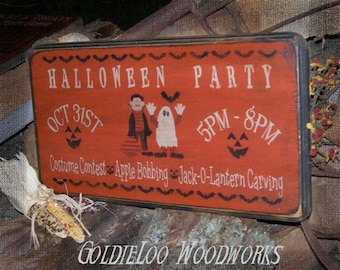 Primitive, Folk Art , Halloween Party wall sign