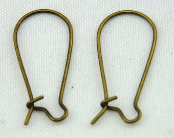 French Earwire -100pcs Antique Bronze Kidney Earwires Earring Findings ----11*24mm---E0016